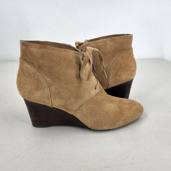 Lauren Ralph Lauren Women's Tamia Suede Wedge Ankle Bootie in Camel Size 11B - Picture 8 of 12